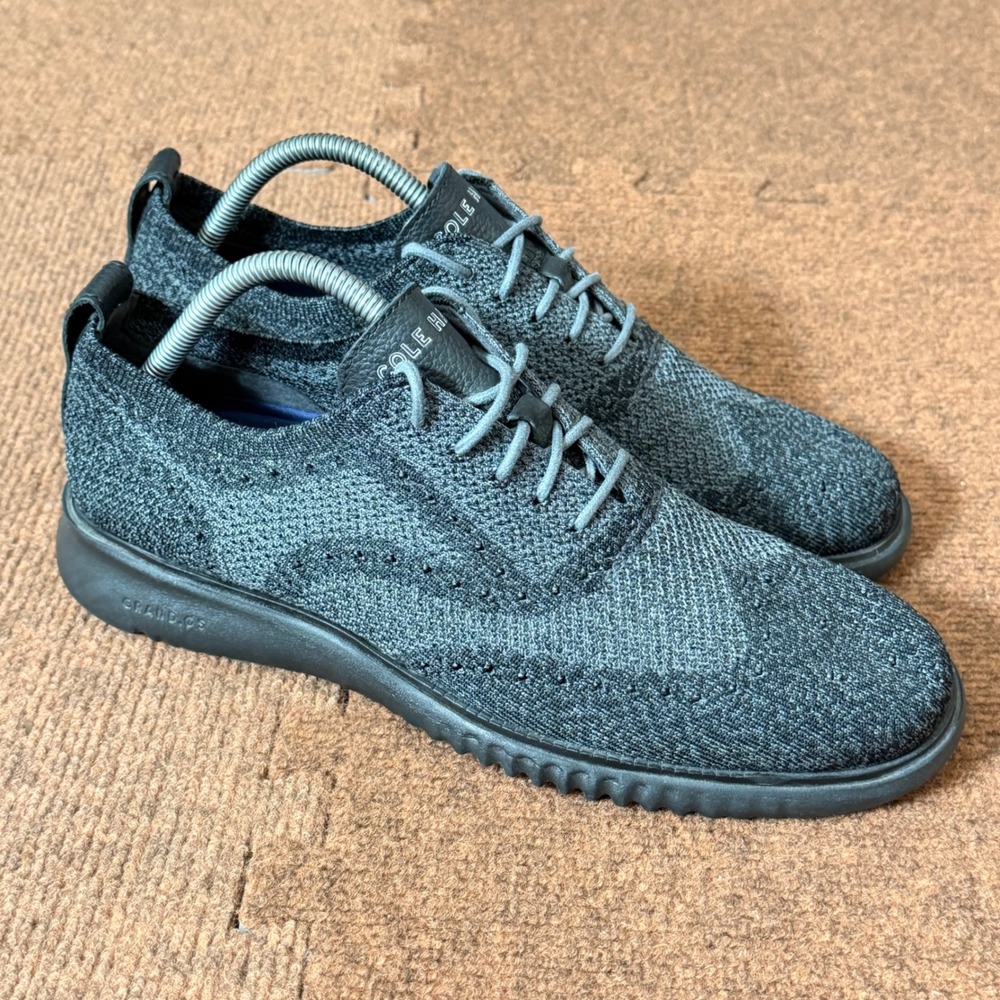 Cole Haan Zerogrand Stitchlite Wingtip Oxford Grey Knit Mens Shoe C27563 Size 9M